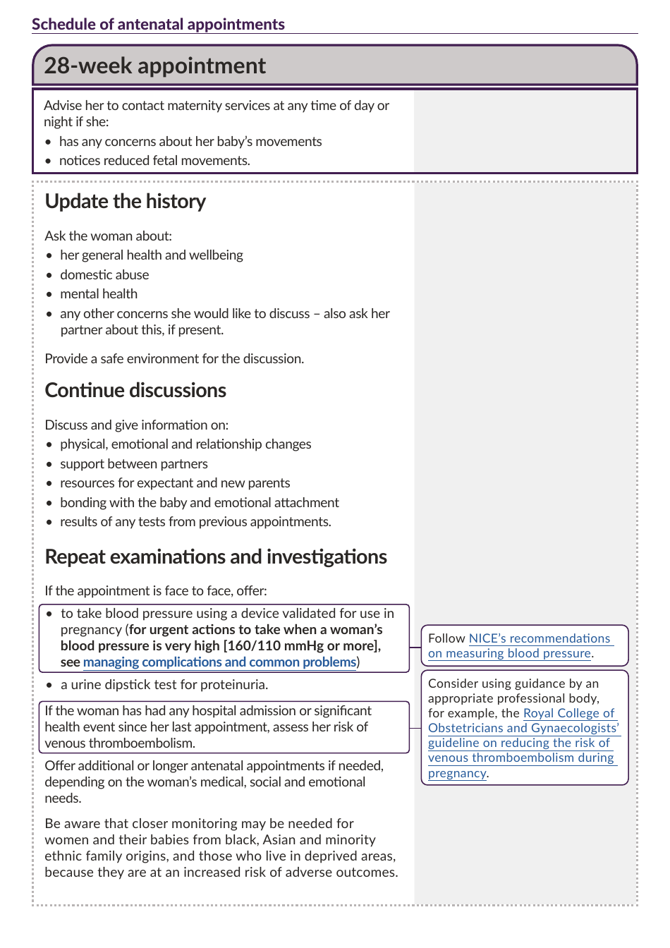 Schedule of Antenatal Appointments - National Institute for Health and Care Excellence, Page 13