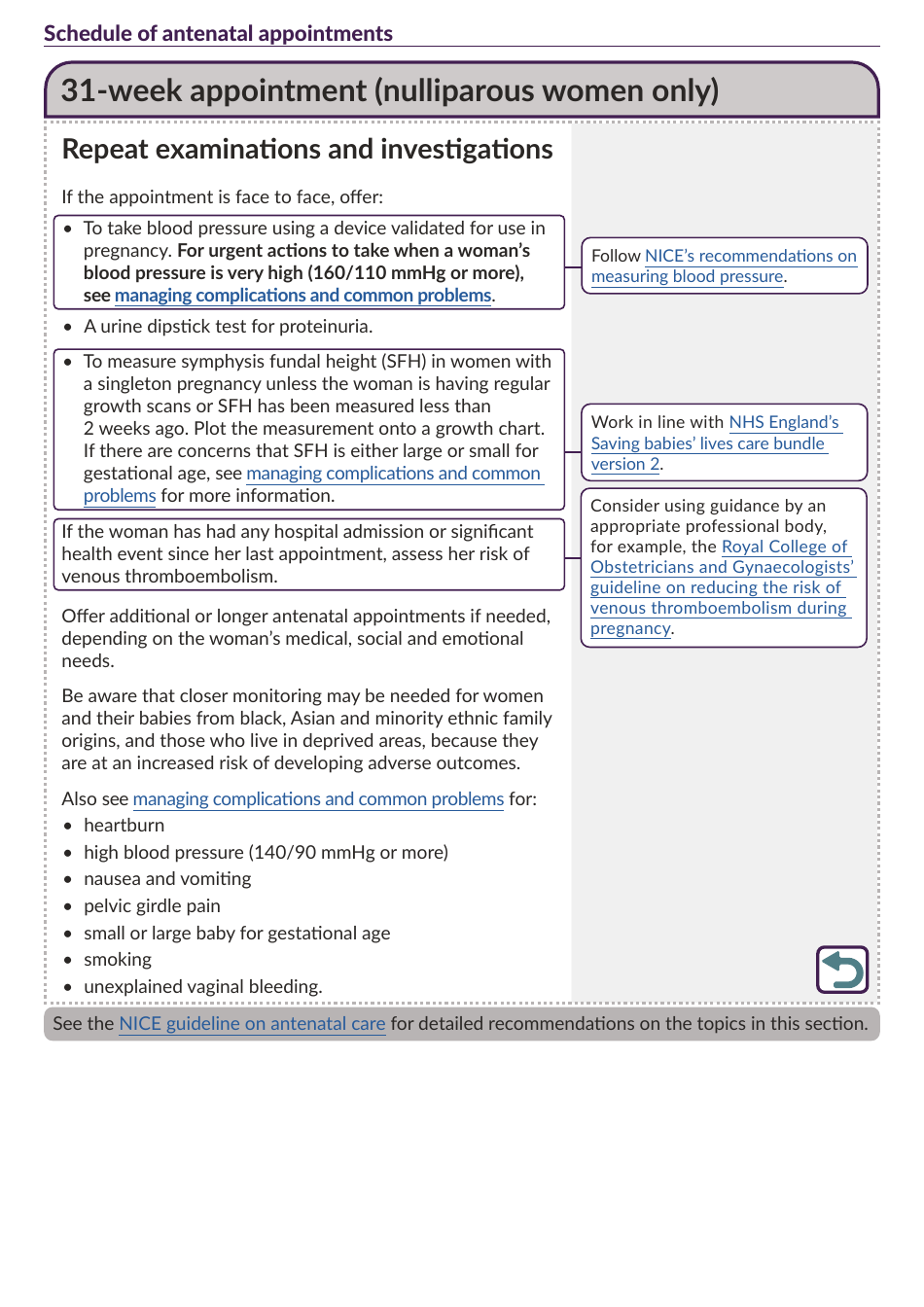 Schedule of Antenatal Appointments - National Institute for Health and Care Excellence, Page 16