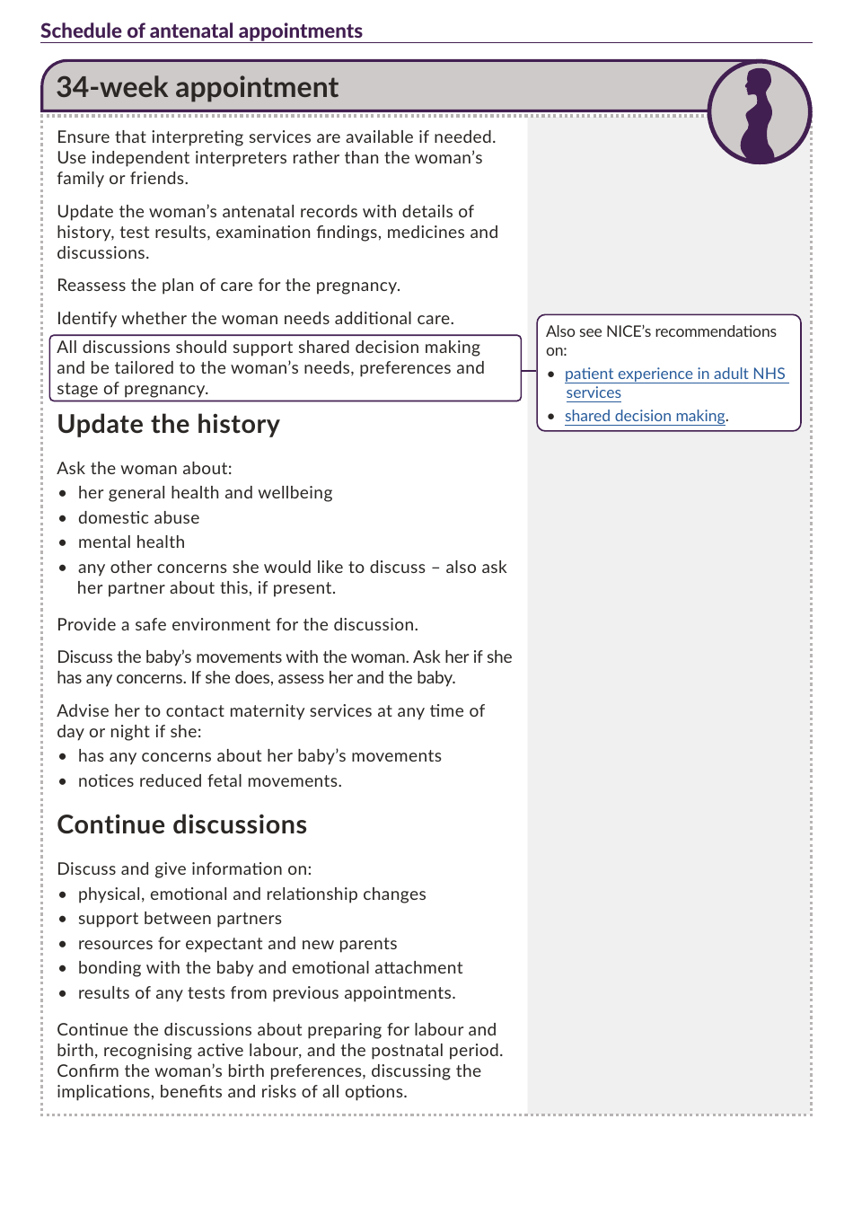 Schedule of Antenatal Appointments - National Institute for Health and Care Excellence, Page 17
