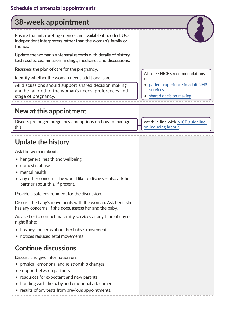Schedule of Antenatal Appointments - National Institute for Health and Care Excellence, Page 21