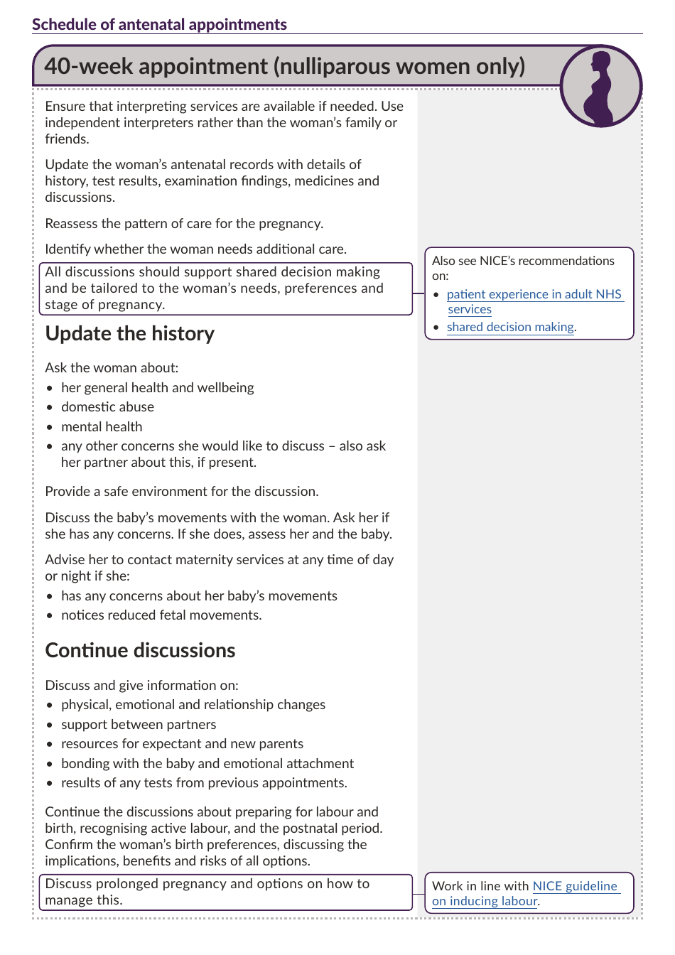 Schedule of Antenatal Appointments - National Institute for Health and Care Excellence, Page 23