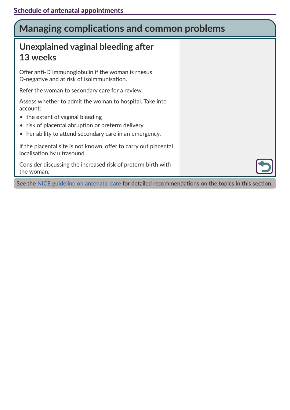 Schedule of Antenatal Appointments - National Institute for Health and Care Excellence, Page 29