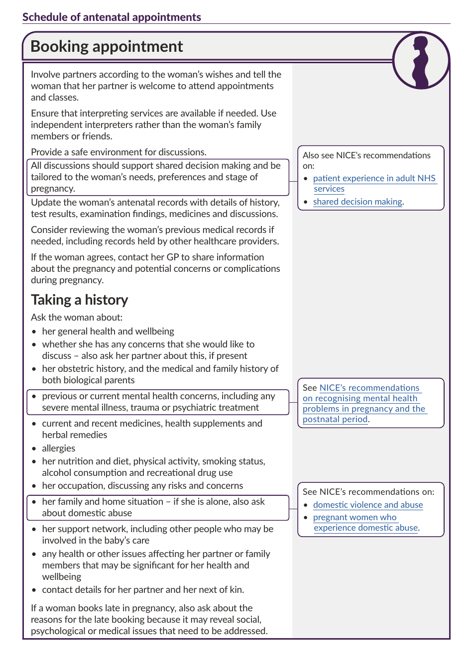 Schedule of Antenatal Appointments - National Institute for Health and Care Excellence, Page 2