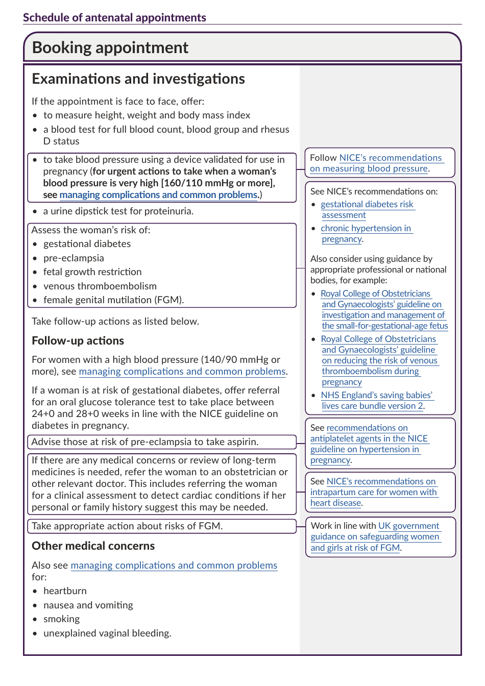 Schedule of Antenatal Appointments - National Institute for Health and Care Excellence, Page 3