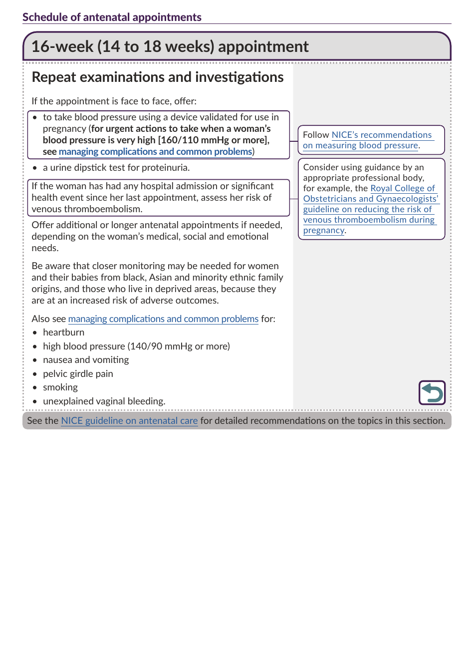 Schedule of Antenatal Appointments - National Institute for Health and Care Excellence, Page 8