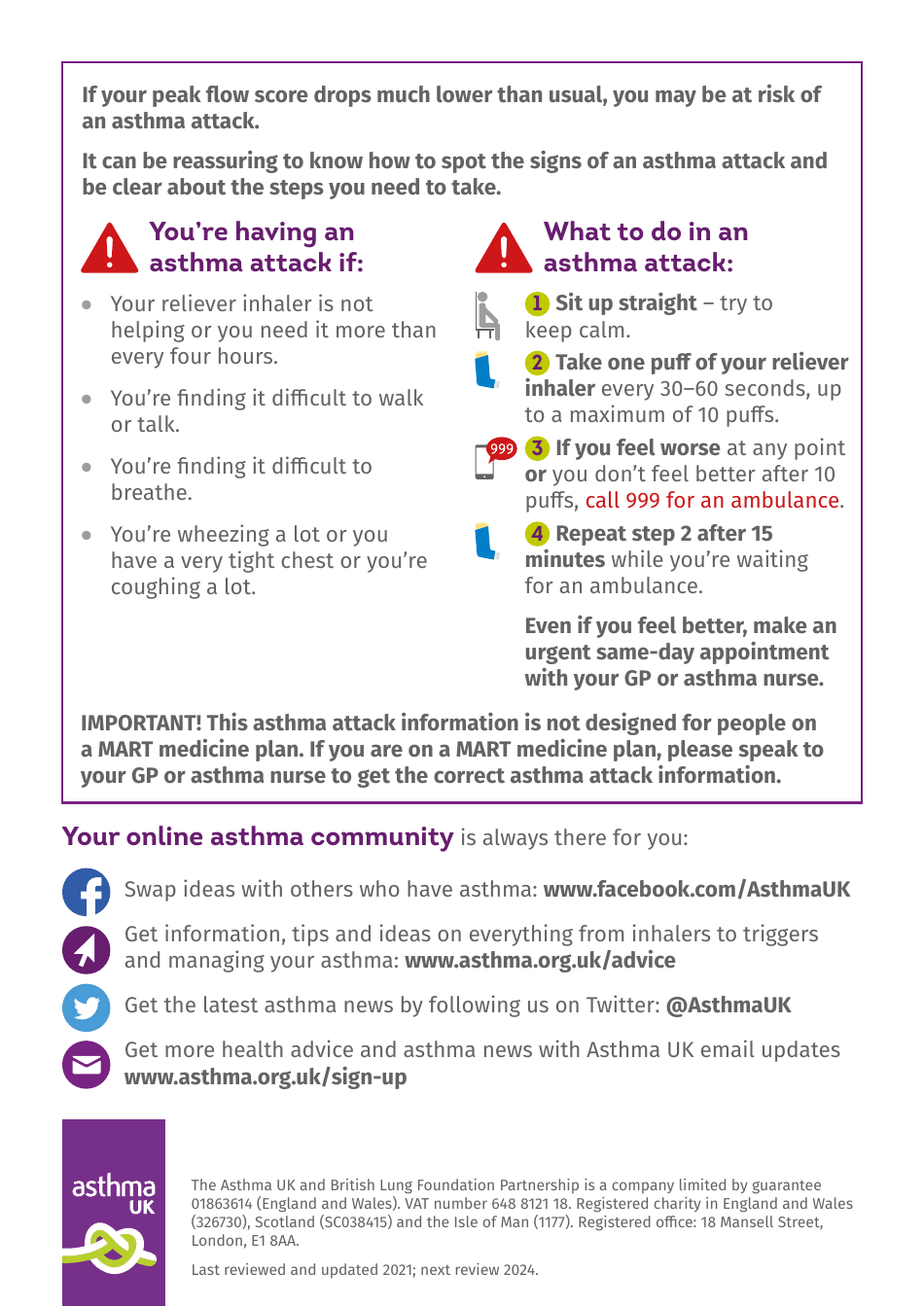 Peak Flow Diary - Asthma, Page 11