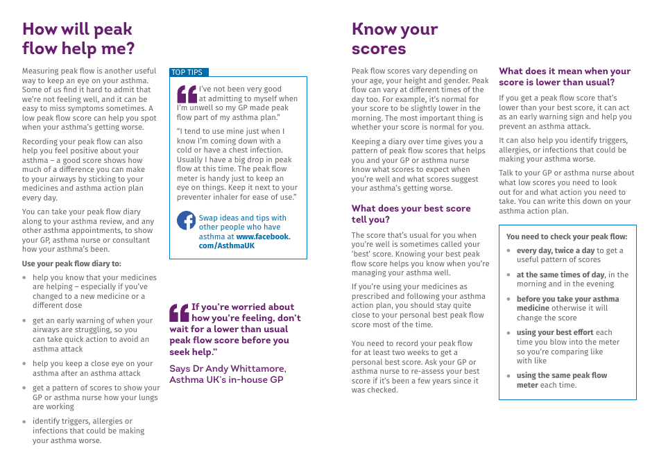 Peak Flow Diary - Asthma, Page 3