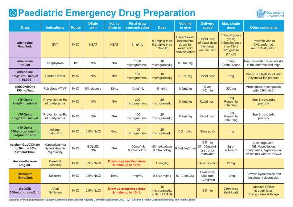Paediatric Emergency Drug Preparation – Template