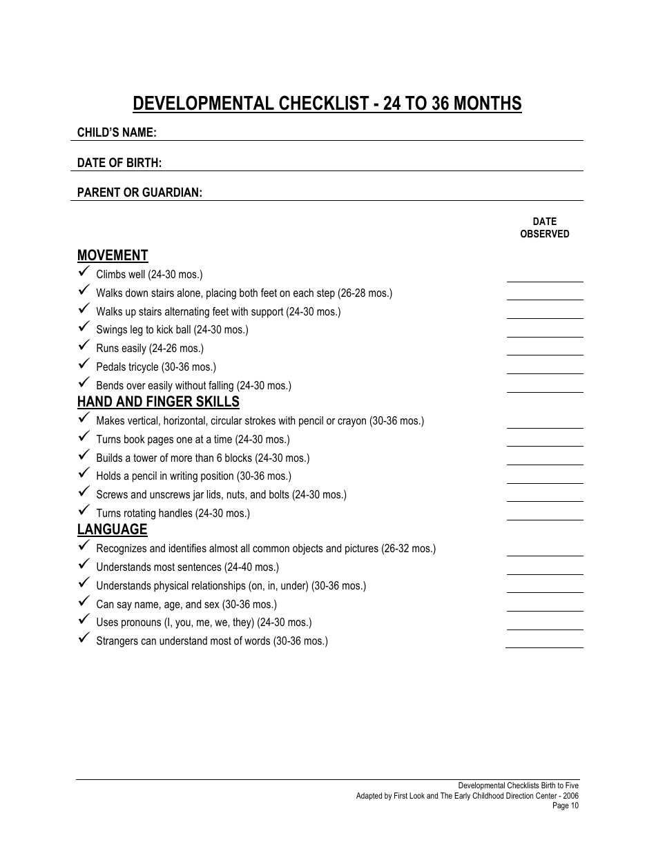 Developmentalchecklists - Birthtofive, Page 10