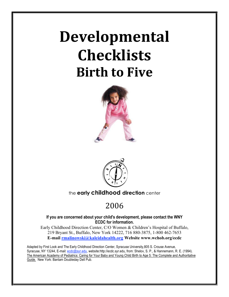 Developmental Checklists - Birth to Five Image Preview