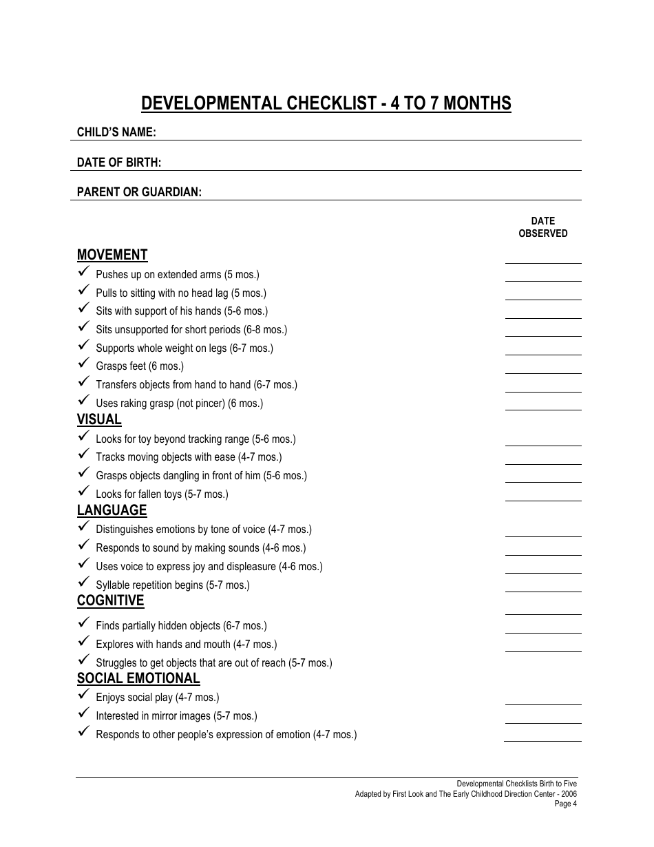 Developmentalchecklists - Birthtofive, Page 4