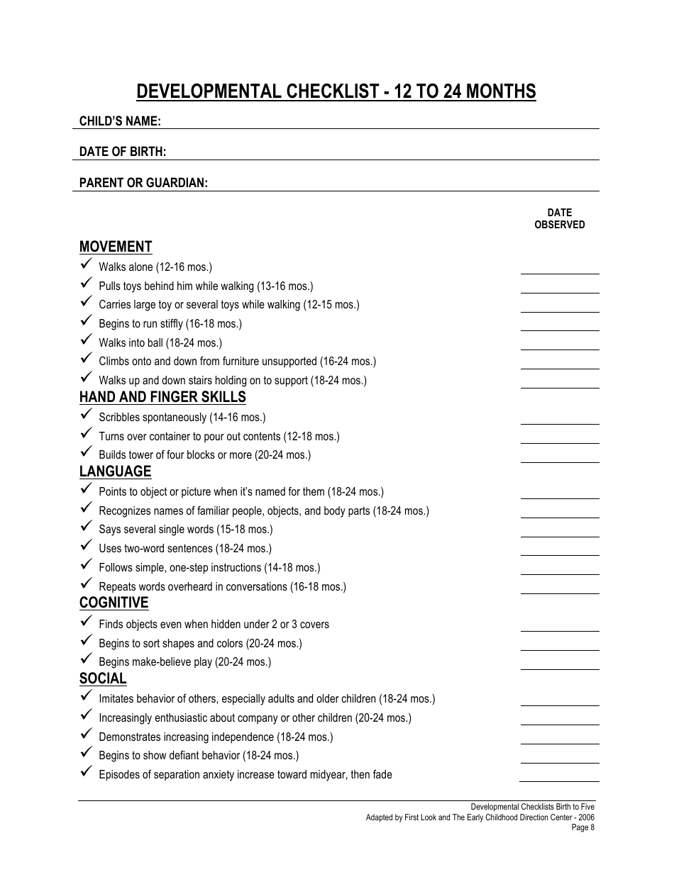 Developmentalchecklists - Birthtofive, Page 8