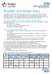 Bladder and Bowel Diary - United Kingdom