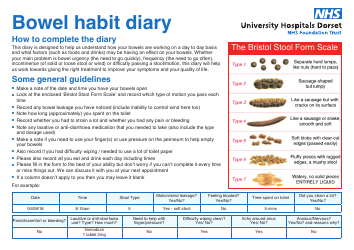 Document preview: Bowel Habit Diary - United Kingdom