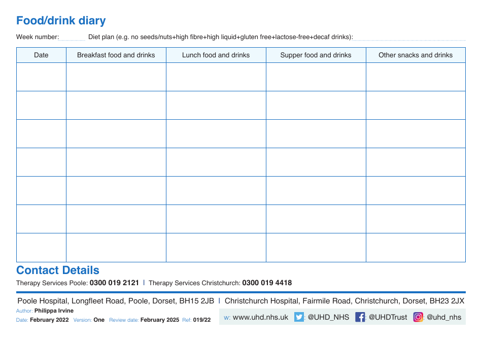 Bowel Habit Diary - United Kingdom, Page 3