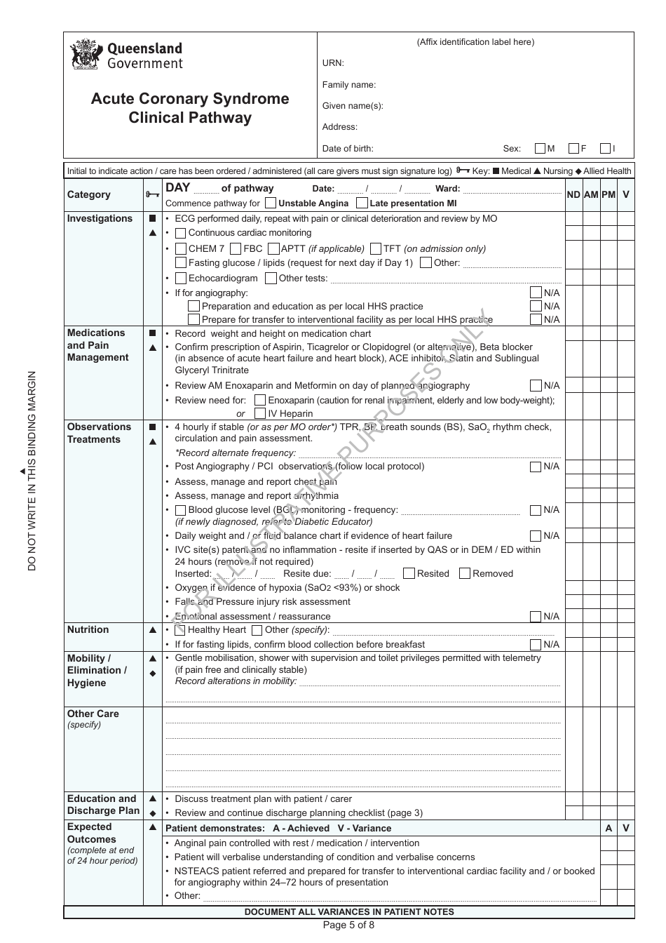 Acute Coronary Syndrome Clinical Pathway - Queensland, Australia, Page 5