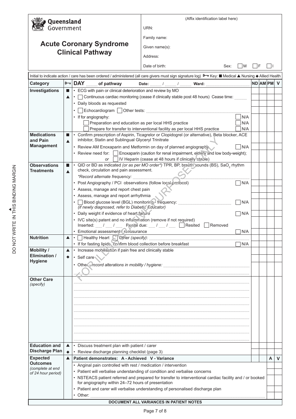 Acute Coronary Syndrome Clinical Pathway - Queensland, Australia, Page 7