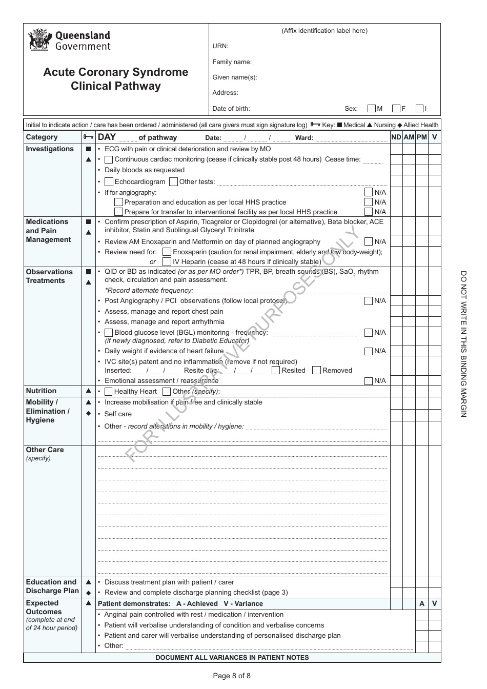 Acute Coronary Syndrome Clinical Pathway - Queensland, Australia, Page 8