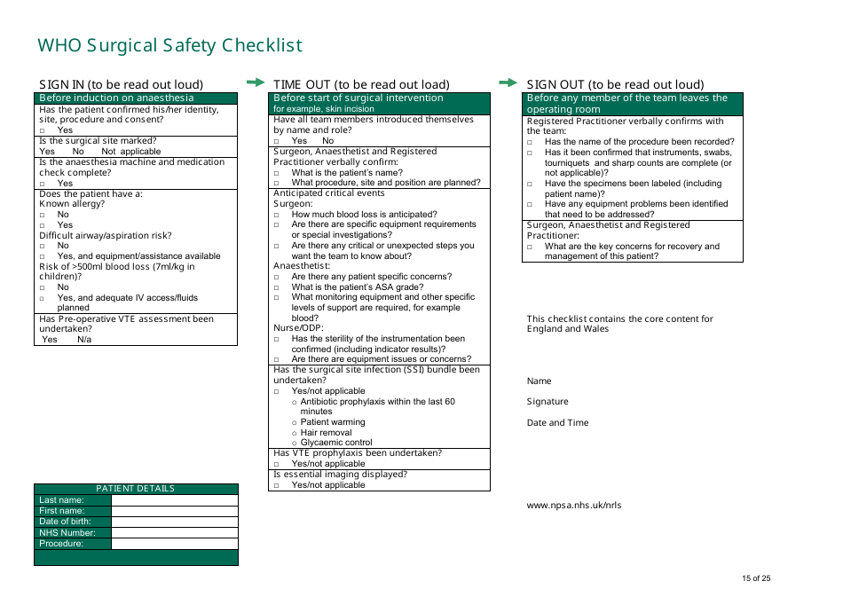 Confidential Patient Information - Day Surgery Patient Preparation, Page 15
