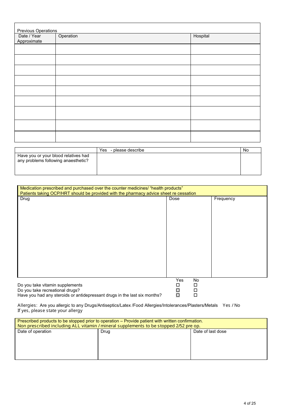 Confidential Patient Information - Day Surgery Patient Preparation, Page 4