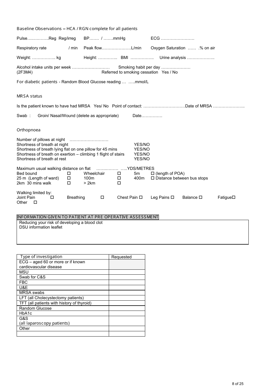 Confidential Patient Information - Day Surgery Patient Preparation, Page 8