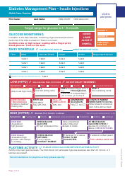 Document preview: Child Care Centre Diabetes Management Plan - Insulin Injections