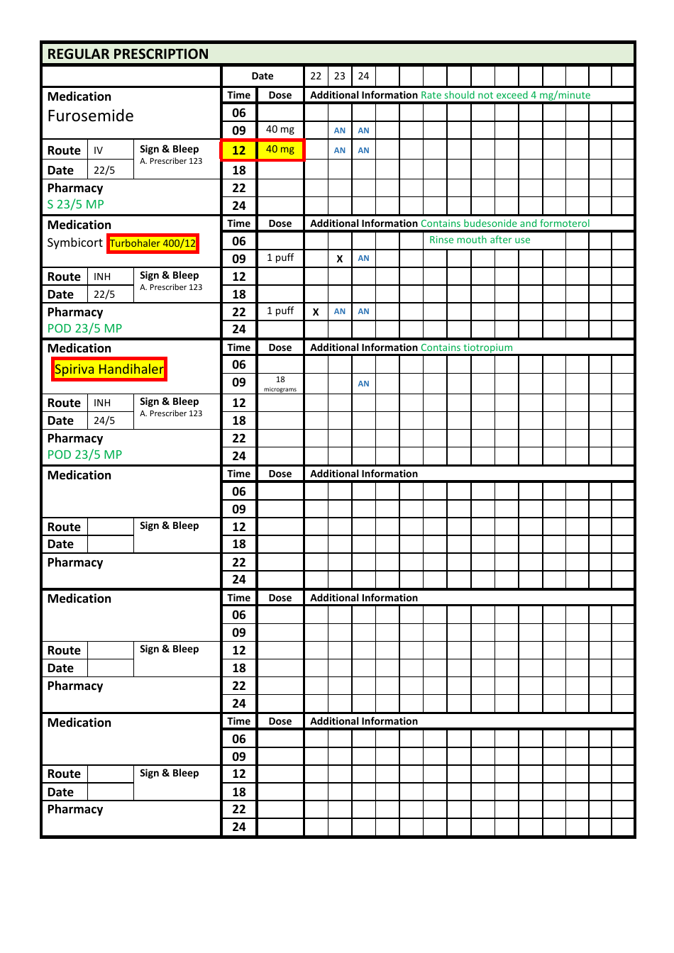 Sample Prescription Chart With Omissions and Errors Download Fillable ...