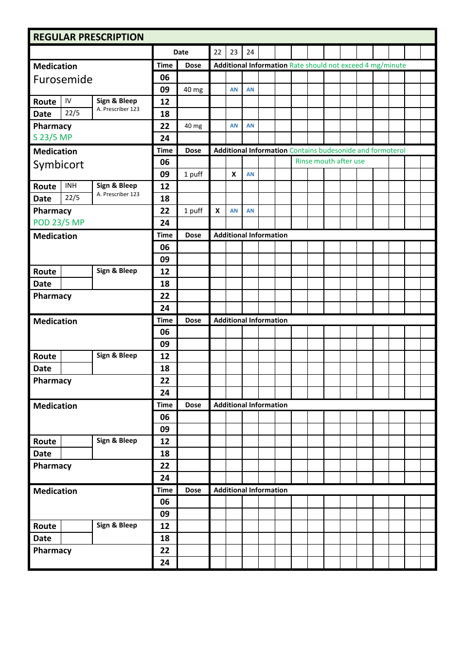 Sample Prescription Chart With Omissions and Errors Download Fillable ...