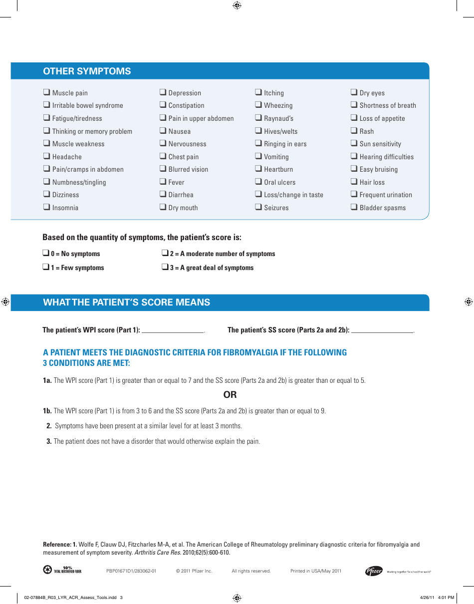 Preliminary Diagnostic Criteria for Fibromyalgia, Page 3