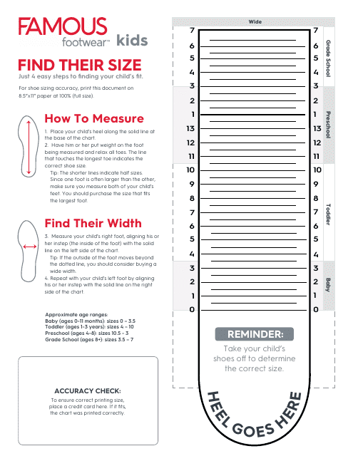 Kids Shoe Size Chart - Footwear Download Printable PDF | Templateroller