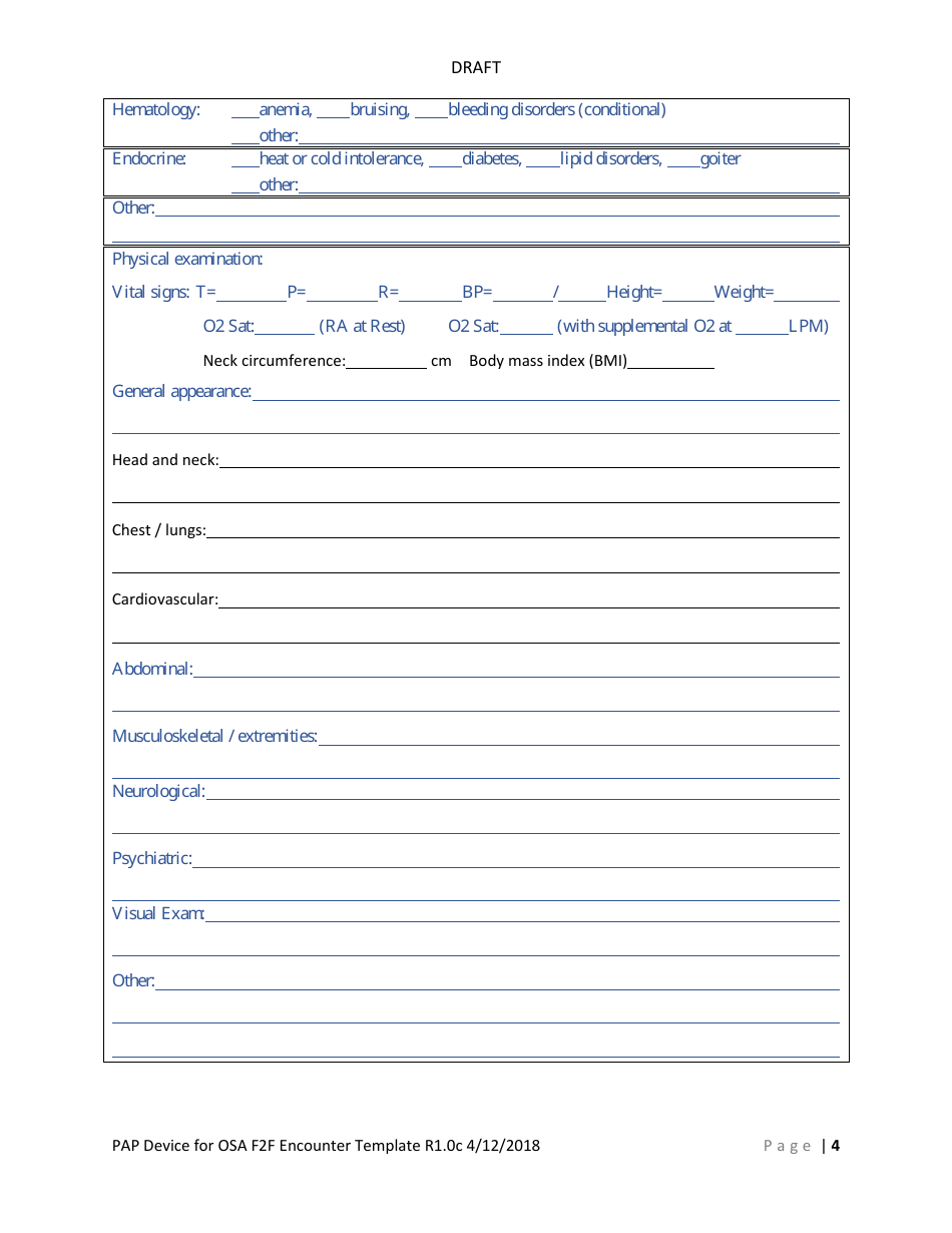 Positive Airway Pressure (Pap) Device for Osa Face-To-Face (F2f) Encounter Template, Page 7