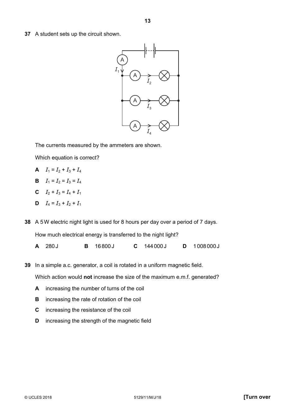 Cambridge International Examinations Cambridge Ordinary Level: Combined Science Paper 1 Multiple Choice, Page 13
