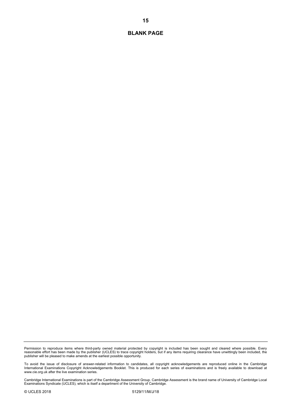 Cambridge International Examinations Cambridge Ordinary Level: Combined Science Paper 1 Multiple Choice, Page 15