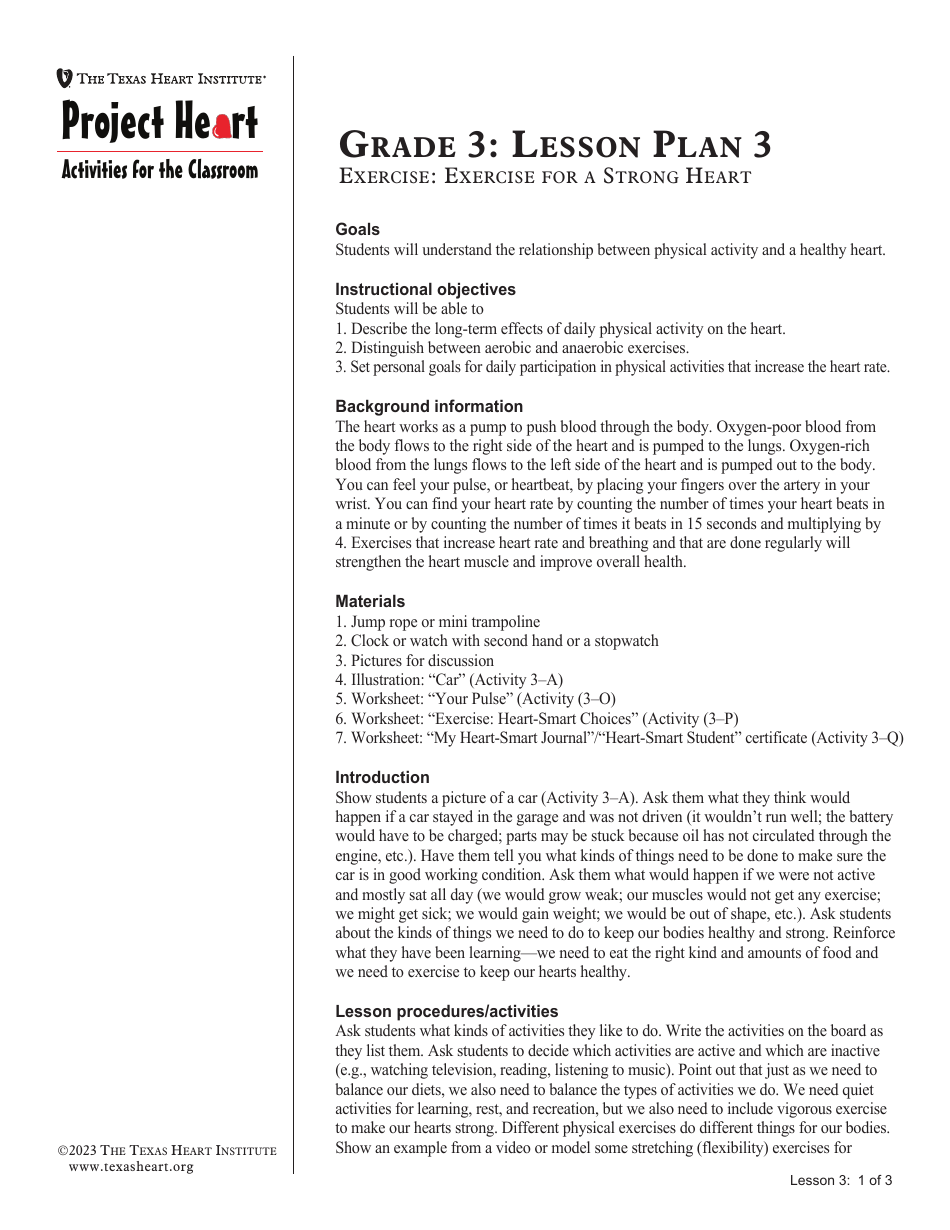 Grade 3 Anatomy Lesson Plan: Heart, Page 8