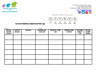 Document preview: Abdominal Pain Log - Summit Pediatrics