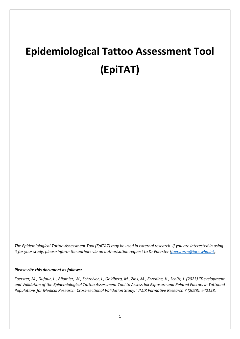 Epidemiological Tattoo Assessment Tool (Epitat) - Document Template Image Preview
