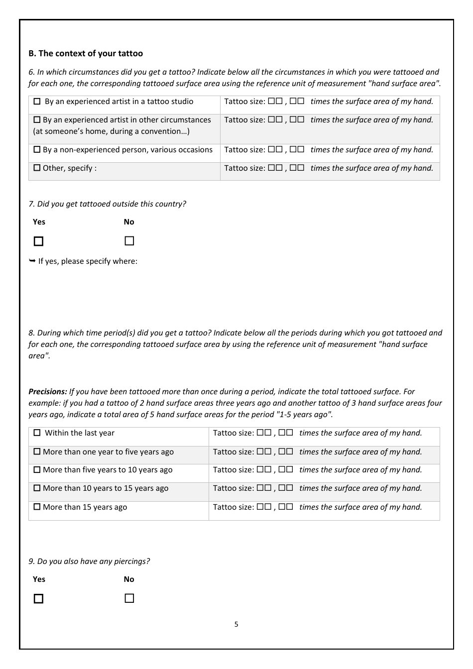 Epidemiological Tattoo Assessment Tool (Epitat), Page 5