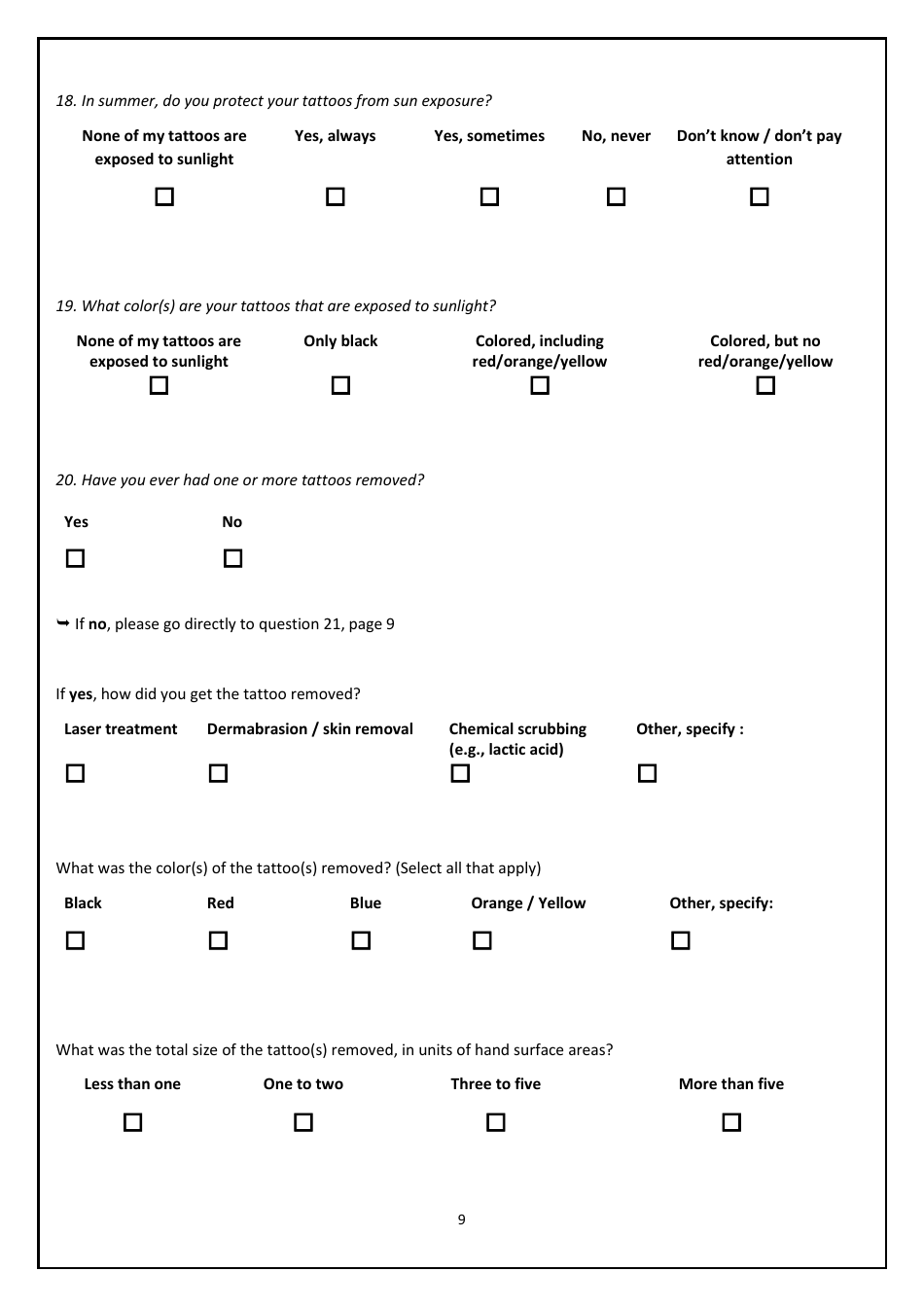 Epidemiological Tattoo Assessment Tool (Epitat), Page 9