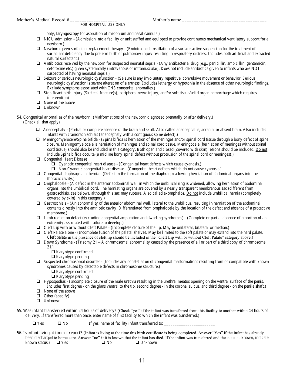 Form VS-2WA Live Birth Worksheet - Kentucky, Page 11