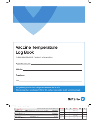 Vaccine Temperature Log Book - Ontario, Canada