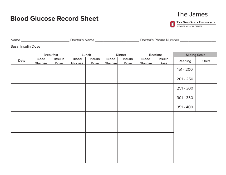 Blood Glucose Record Sheet Download Printable PDF | Templateroller