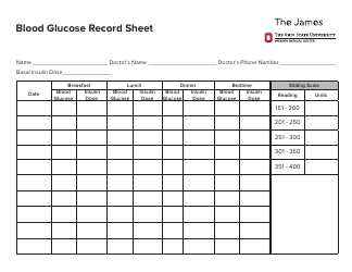 Blood Glucose Record Sheet