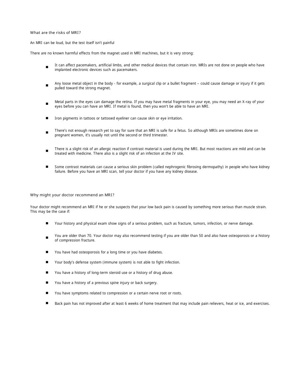 Low Back Pain Mri Questionnaire, Page 3