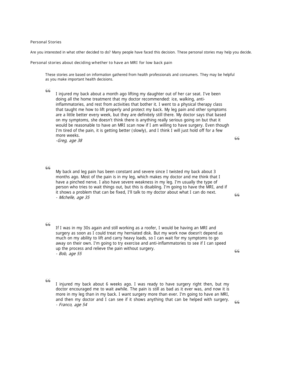 Low Back Pain Mri Questionnaire, Page 5