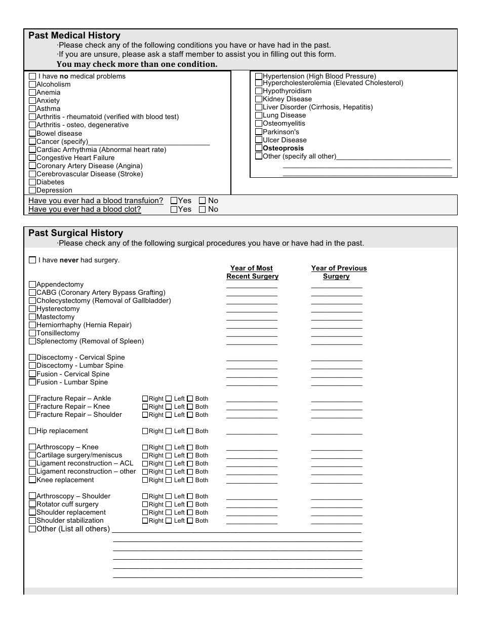 Elbow Patient History, Page 3
