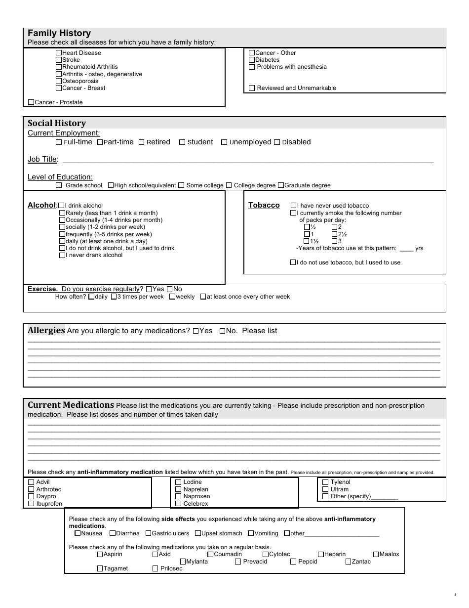 Elbow Patient History, Page 4