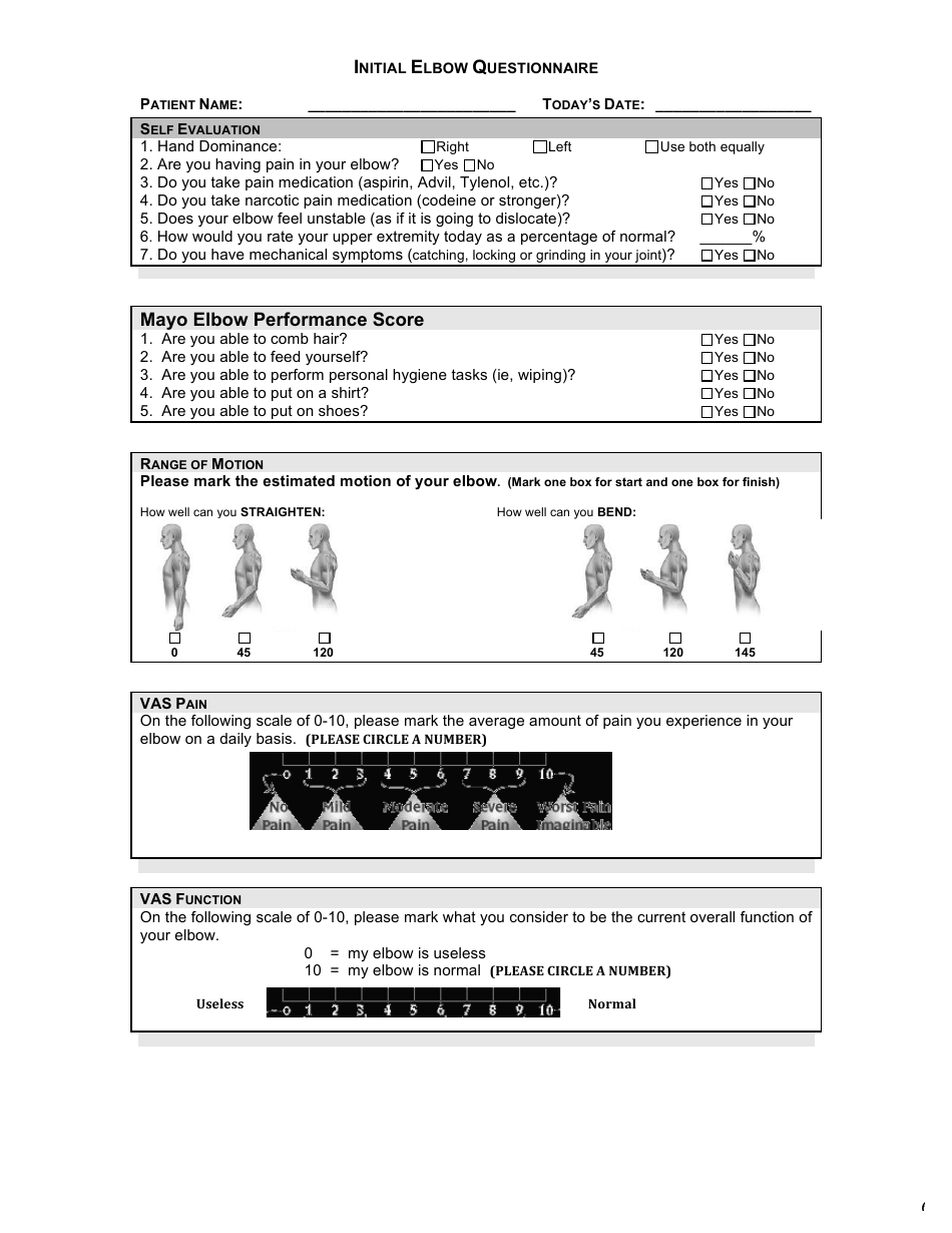 Elbow Patient History, Page 5