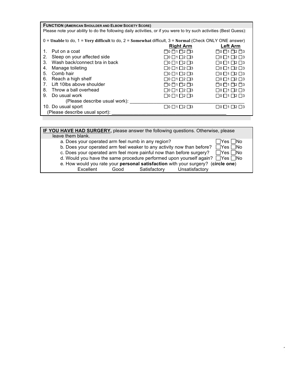 Elbow Patient History, Page 6