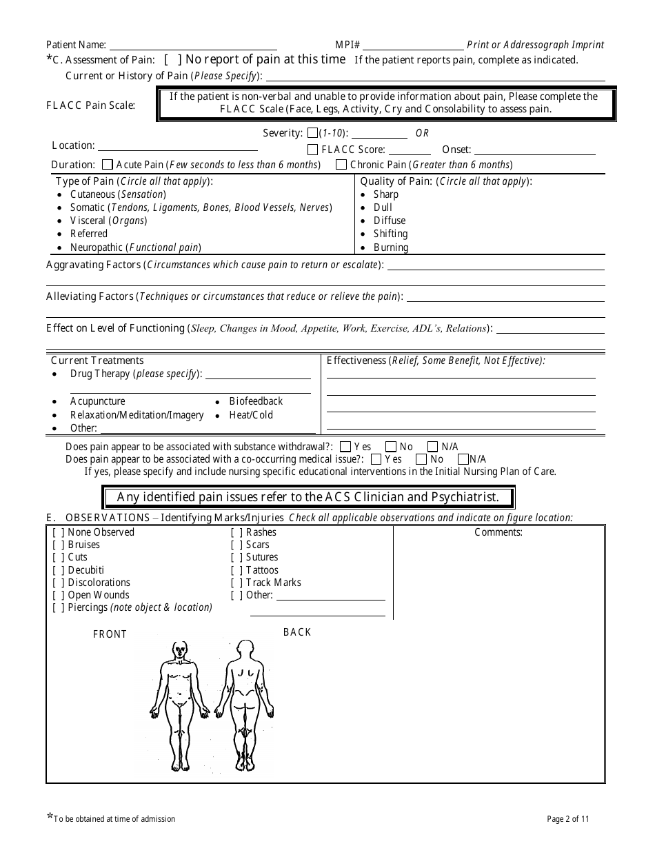 Form CVH-171 Connecticut Valley Hospital Admission Nursing Assessment - Connecticut, Page 2