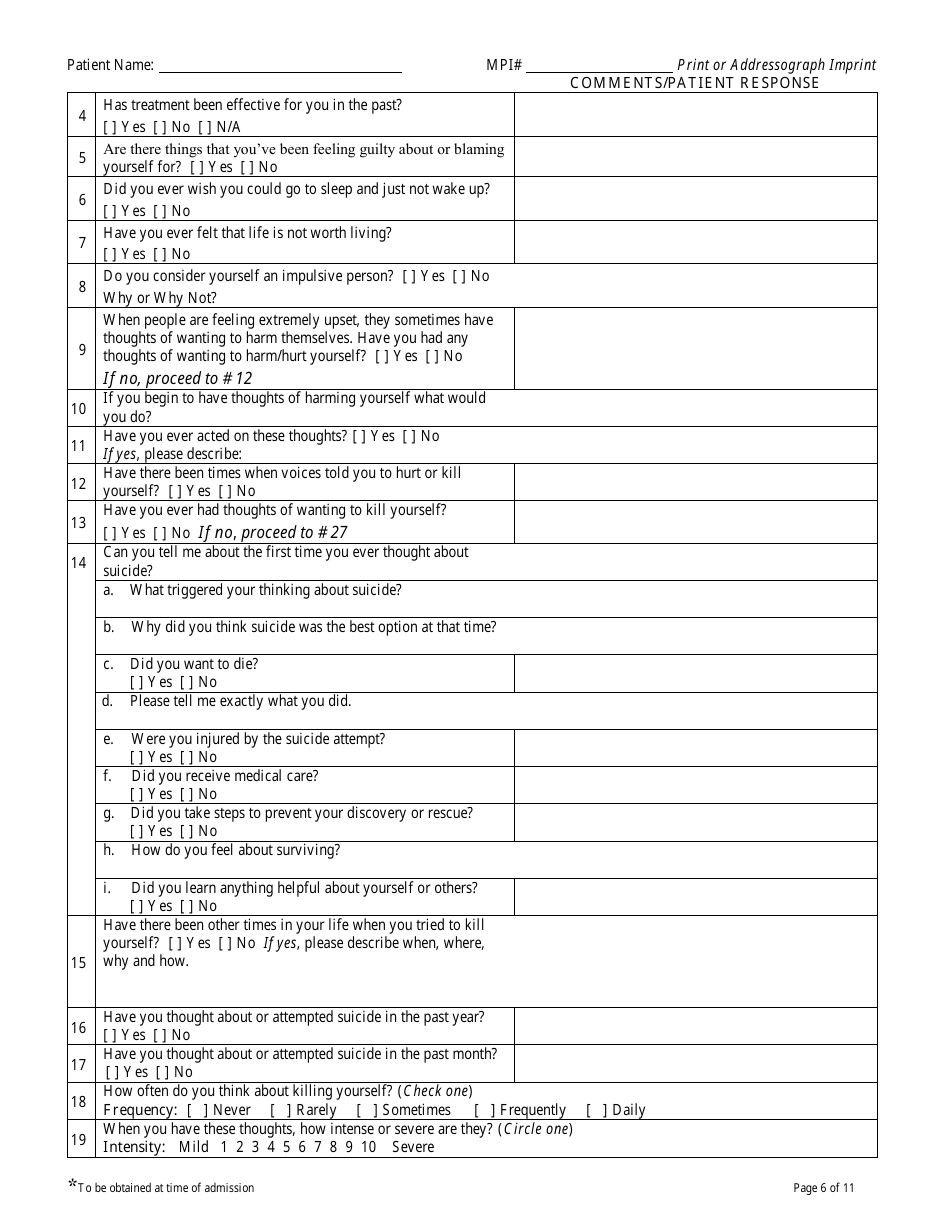 Form CVH-171 Connecticut Valley Hospital Admission Nursing Assessment - Connecticut, Page 6